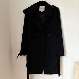 Covington Black Double Breasted Belted Trench Coat Classic Long Jacket